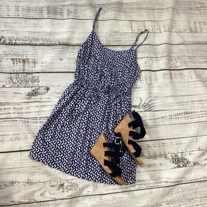 523. Ace Delivery Red, White & Blue Cotton Spaghetti Strap Dress EUC Size Large